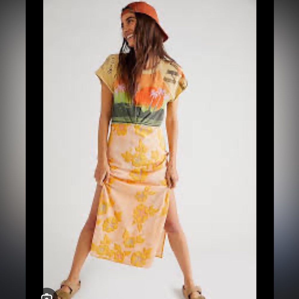 Free People Keanu Dress Womens Size XS Multicolored Floral Short Sleeve
